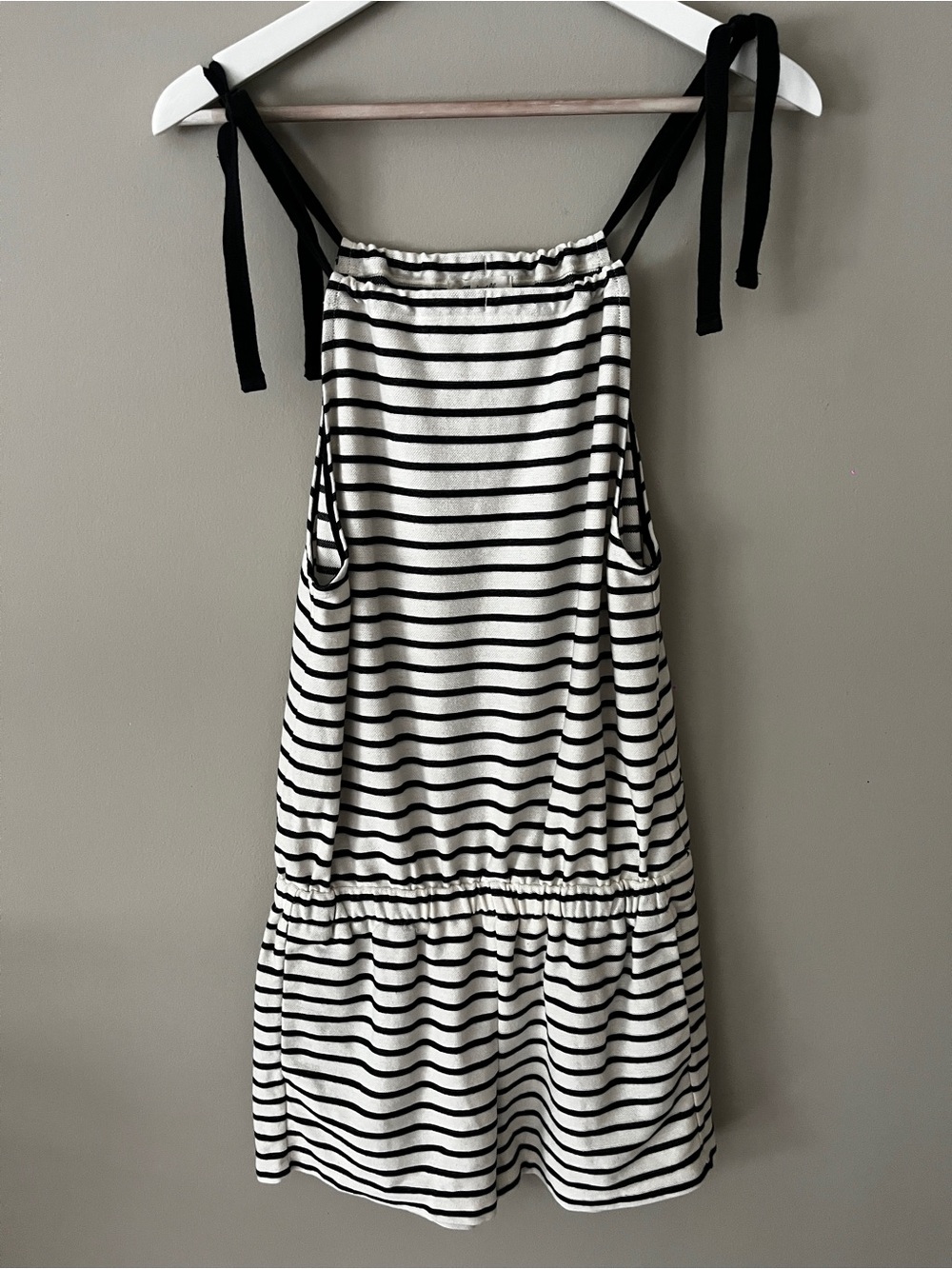 Madewell Black & White Striped Tie-Shoulder Mini romper boho fit